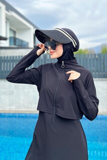 Черный полностью закрытый купальник-хиджаб для плавания R003 Nurhan Remsa Mayo