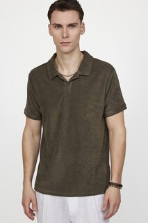 Мужская футболка поло с воротником поло из махровой ткани приталенного кроя TUDORS, хаки