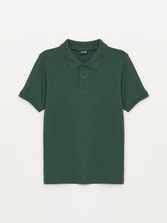 Самая крутая футболка с воротником-поло в школе LCW Kids, средне-зеленый