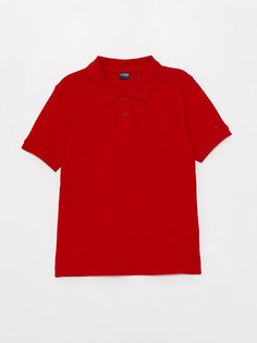 Самая крутая футболка с воротником-поло в школе LCW Kids, красный