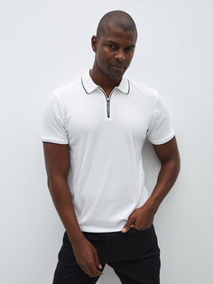 Мужская футболка с воротником-поло и коротким рукавом LCW Vision, белый