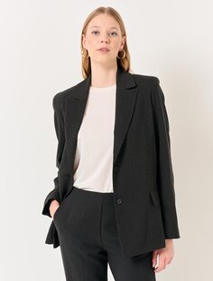 Черный стильный пиджак в полоску с длинными рукавами Jimmy Key