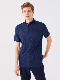 Мужская футболка с великолепным воротником и коротким рукавом с рисунком LCWAIKIKI Classic, новый темно-синий