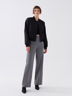 Женские прямые брюки стандартного кроя с завышенной талией LCW Vision, светло-серый