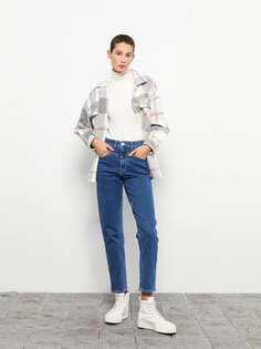 Женские прямые джинсовые брюки стандартного кроя с завышенной талией LCW Jeans