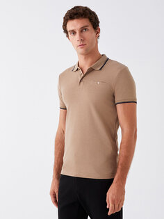 Мужская футболка с воротником-поло и коротким рукавом LCWAIKIKI Classic, темно-бежевый