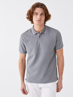 Мужская футболка с воротником-поло и коротким рукавом LCW Vision, серый меланж