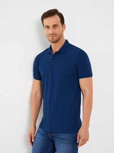 Мужская футболка с воротником-поло и коротким рукавом LCWAIKIKI Classic, светло-темно-синий