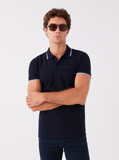Мужская футболка с воротником-поло и коротким рукавом LCWAIKIKI Classic, темно-синий