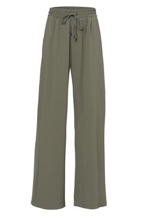 Широкие брюки с эластичной резинкой на талии цвета хаки QUZU