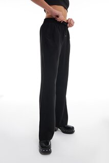 Широкие брюки с эластичной резинкой на талии, черные QUZU