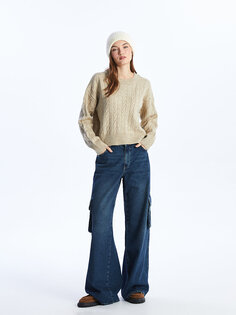 Широкие женские джинсовые брюки карго LCW Jeans, среднее индиго родео