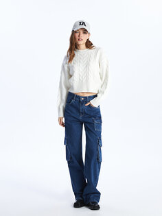 Широкие женские джинсовые брюки карго LCW Jeans, среднее индиго родео