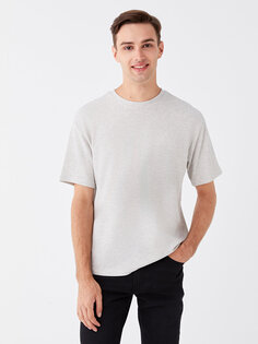 Мужская футболка с круглым вырезом и коротким рукавом LCW Casual, серый меланж