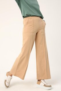 Широкие спортивные штаны в светло-коричневую полоску с карманами ALL DAY