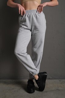 Женские серые спортивные штаны из флиса с высокой талией Trendseninle