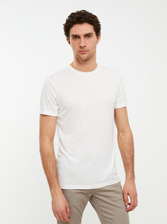 Мужская футболка с круглым вырезом и коротким рукавом LCWAIKIKI Basic, буксе белый