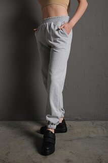 Женские серые спортивные штаны на резинке с высокой талией Trendseninle, серый