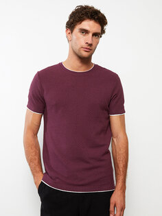 Мужская футболка с круглым вырезом и коротким рукавом LCWAIKIKI Classic, светлая слива