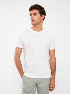 Мужская футболка с круглым вырезом и коротким рукавом LCWAIKIKI Classic, экрю