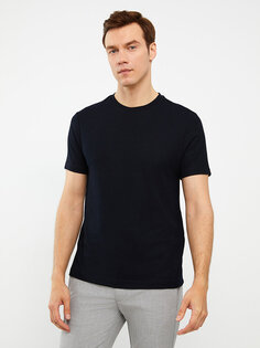 Мужская футболка с круглым вырезом и коротким рукавом LCWAIKIKI Classic, темно-синий