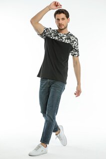 Мужская футболка с круглым вырезом, приталенным рукавом и декорированной передней частью SPR21Y06 Süperlife, черный