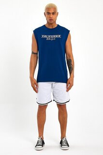 Мужская футболка стандартного кроя с круглым вырезом с принтом «Калифорния» SPR23AT343 Süperlife, темно-синий