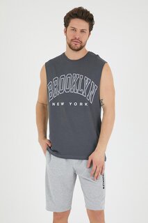 Мужская футболка стандартного кроя с круглым вырезом с принтом Brooklyn SPR22TS116 Süperlife, антрацит