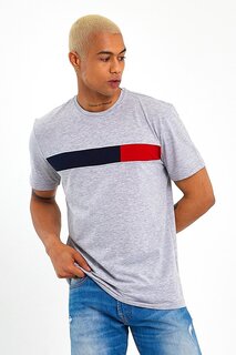 Мужская футболка стандартного кроя с круглым вырезом и украшением SPR23TS301 Süperlife, светло-серый