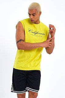 Мужская футболка стандартного кроя с круглым вырезом с принтом «Калифорния» SPR23AT342 Süperlife, желтый