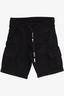 Шорты для мальчиков с карманом-карго на шнуровке, черные (2–6 лет) Breeze