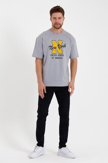 Мужская футболка стандартного кроя с круглым вырезом с принтом N SPR22TS113 Süperlife, серый