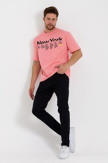 Мужская футболка стандартного кроя с круглым вырезом с принтом New York SPR22TS112 Süperlife, розовый