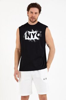 Мужская футболка стандартного кроя с круглым вырезом с принтом NYC SPR22TS124 Süperlife, черный