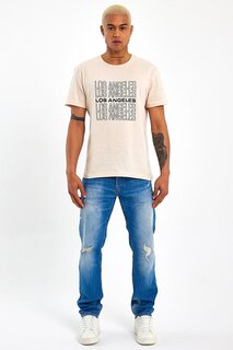 Мужская футболка стандартного кроя с круглым вырезом с принтом SPR23ts305 Süperlife, бежевый