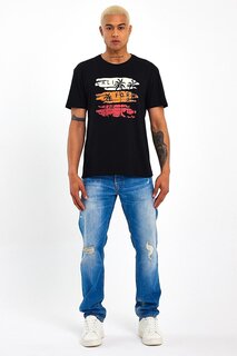 Мужская футболка стандартного кроя с круглым вырезом с принтом SPR23ts302 Süperlife, черный