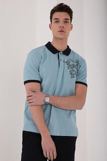 Мужская футболка стандартного кроя с принтом в форме шестиугольника ледяного синего цвета TOMMYLIFE