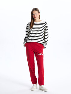 Женские спортивные штаны с принтом и эластичным поясом CALİMERA MODA, красный