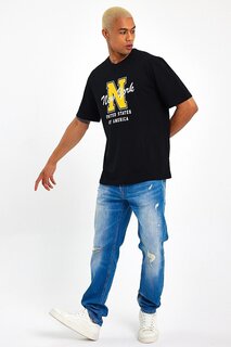 Мужская футболка стандартного кроя с круглым вырезом с принтом N SPR22TS113 Süperlife, черный