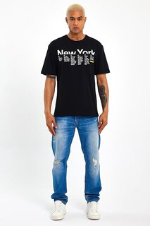 Мужская футболка стандартного кроя с круглым вырезом с принтом New York SPR22TS112 Süperlife, черный