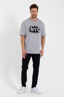 Мужская футболка стандартного кроя с круглым вырезом с принтом NYC SPR22TS114 Süperlife, светло-серый