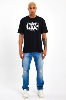 Мужская футболка стандартного кроя с круглым вырезом с принтом NYC SPR22TS114 Süperlife, черный