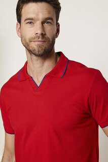Мужская футболка-поло с v-образным вырезом Slim Fit без пуговиц из хлопка пике красная футболка TUDORS