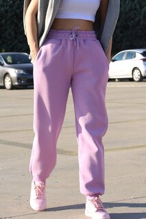 Женские спортивные штаны с эластичной резинкой на талии сиреневого цвета MG1568 MADMEXT