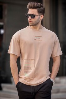 Мужская хлопковая футболка с нашивками из норки 6068 MADMEXT