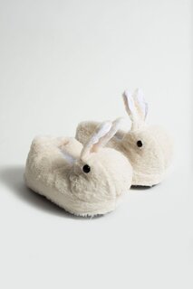 Женские тапочки с длинными ушами кролика на толстой подошве A0016Бежевый Pembe Potin