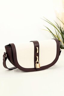 Эквивалентная льняная женская сумка через плечо с замком BP-4772O BİPANYA, коричневый