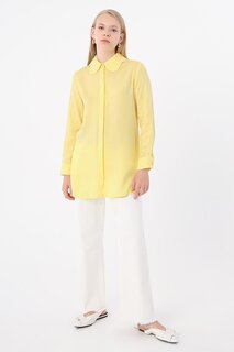 Светло-желтая стильная рубашка-туника на пуговицах с воротником из вискозы ALL DAY