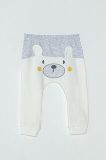 Эластичные спортивные штаны с принтом медведя для маленьких девочек JackandRoy, бело-серый