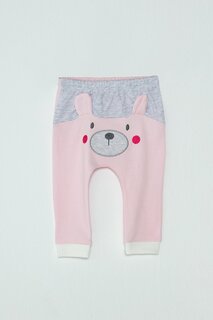 Эластичные спортивные штаны с принтом медведя для маленьких девочек JackandRoy, серо-розовый